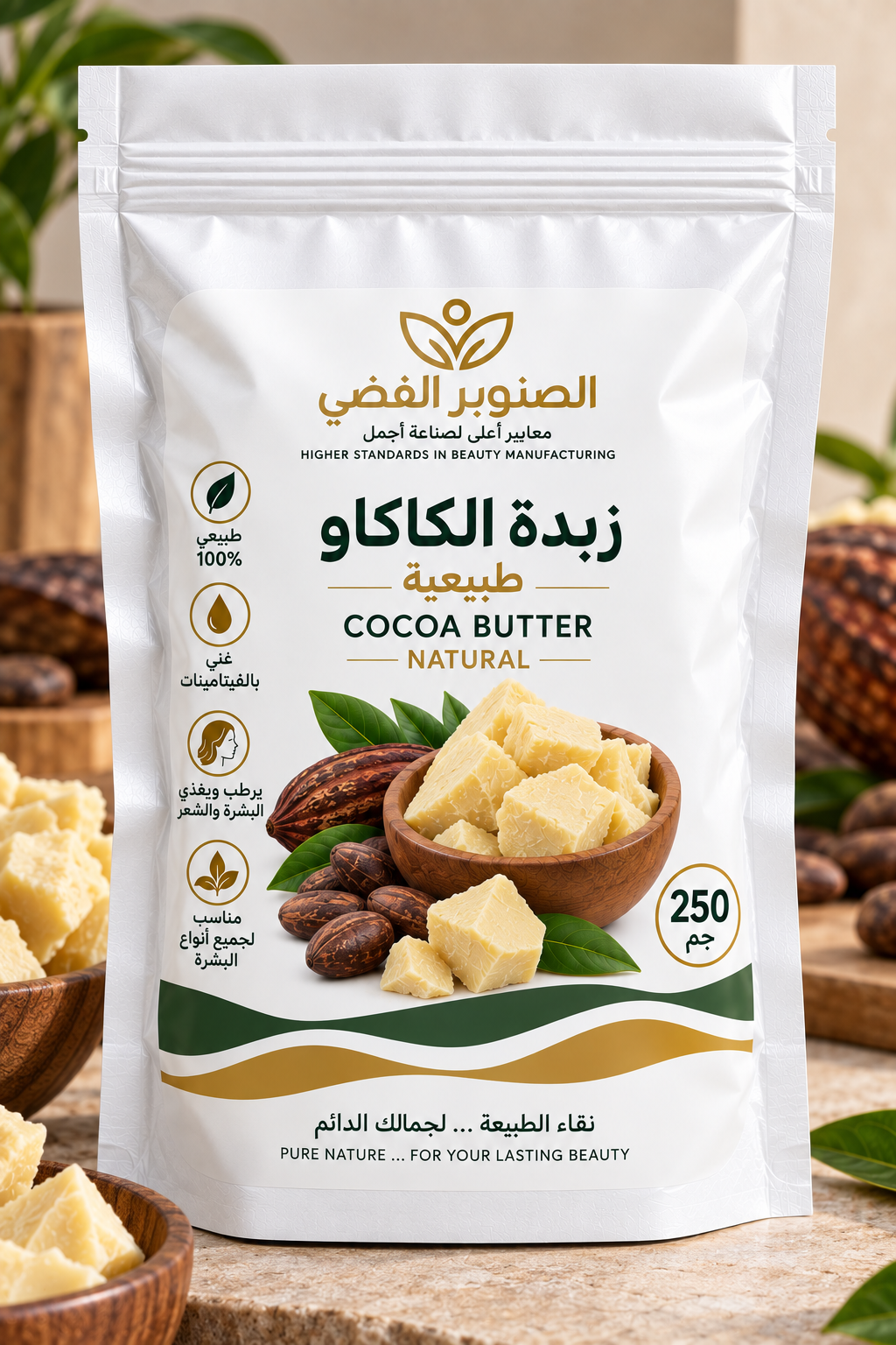 زبدة الكاكاو الطبيعية 250 جم | Silver Pine